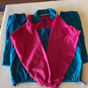 Vintage 1990s Columbia Radial Sleeve Windbreaker Jacket & Pant Set Size L